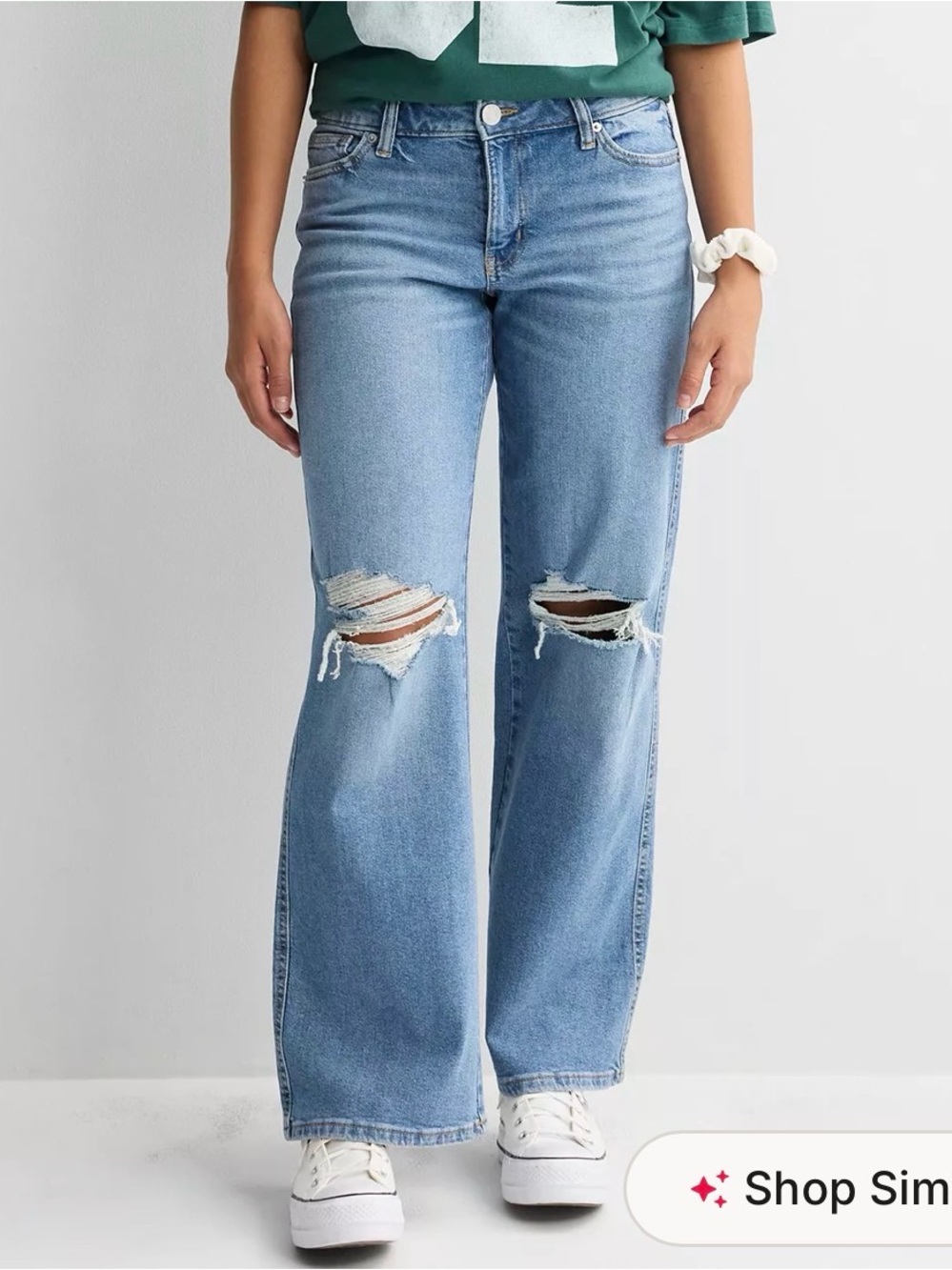 SO Jeans Light Blue Distressed low-raise baggy Wide-Leg Jeans size 3/26